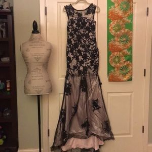 Pink/black formal mermaid gown